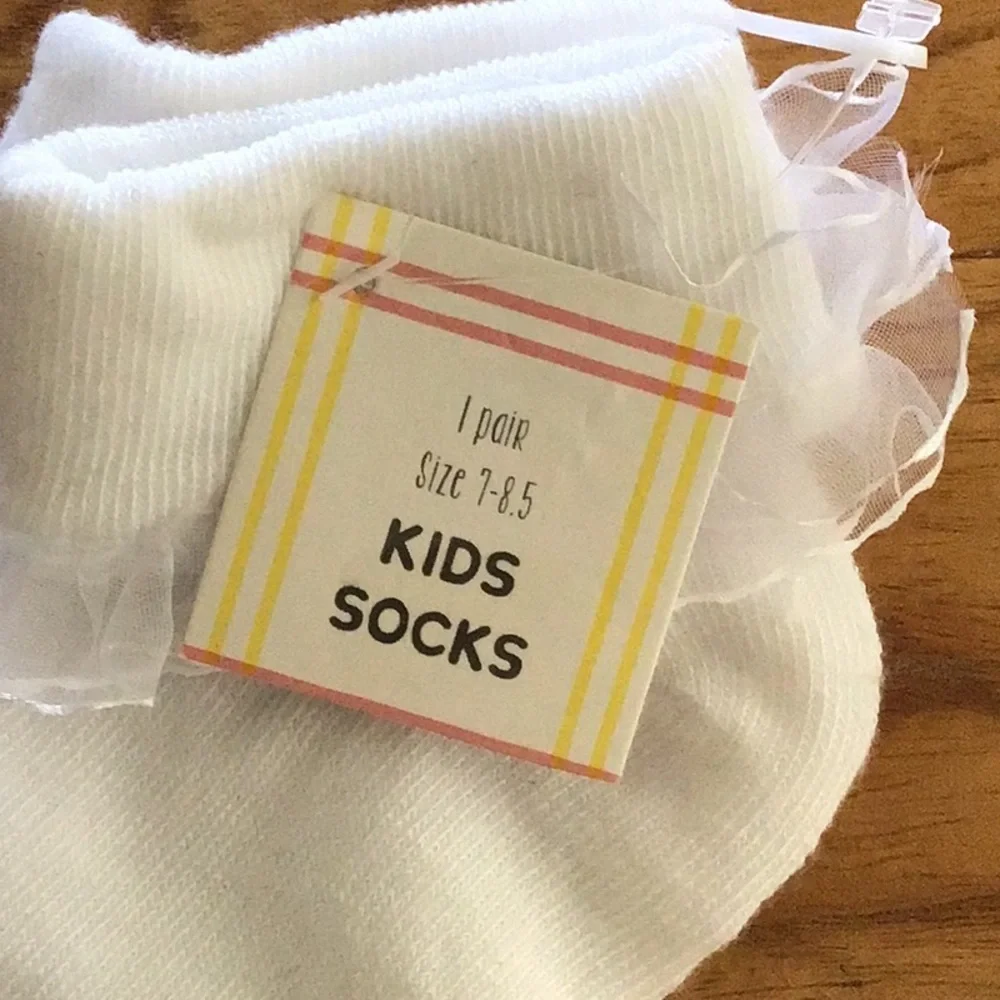 White Ankle Socks with Lace Ruffle Trim - NWT